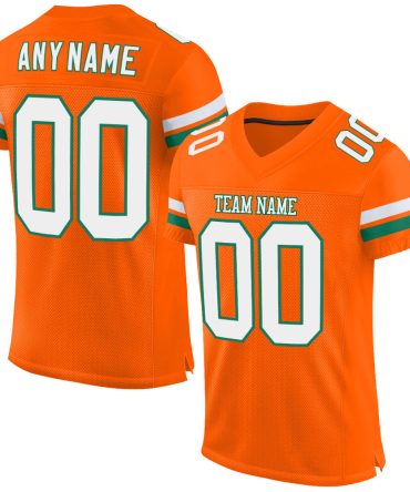 Custom Orange White-Kelly Green Football Jersey, Gift For Football Fans