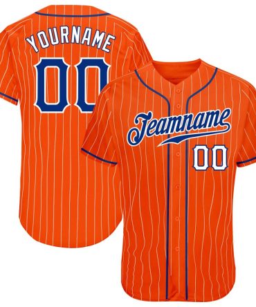 Custom Orange White Pinstripe Royal-White Baseball Jersey, Gift For Baseball Fans