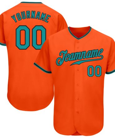 Custom Orange Teal-Black Baseball Jersey, Gift For Baseball Fans