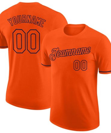 Custom Orange Orange-Navy Performance T-Shirt, For Football, Baseball, Hockey, Basketball, Softball & Rugby Fans