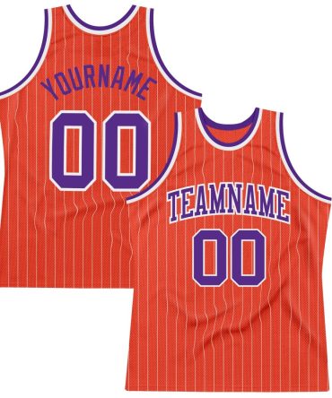 Custom Orange White Pinstripe Purple Basketball Jersey, Gift For Basketball Fans