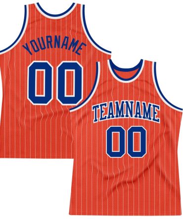 Custom Orange White Pinstripe Royal Basketball Jersey, Gift For Basketball Fans