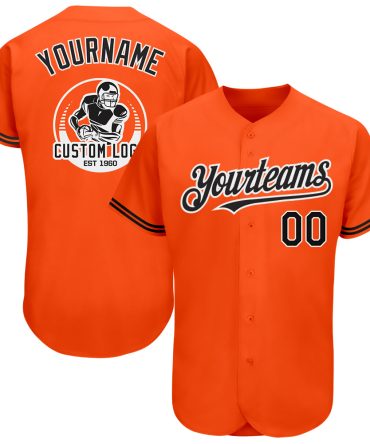 Custom Orange Black-White Baseball Jersey, Gift For Baseball Fans