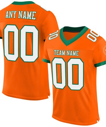 Custom Orange White-Kelly Green Football Jersey, Gift For Football Fans
