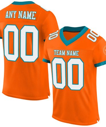 Custom Orange White-Teal Football Jersey, Gift For Football Fans