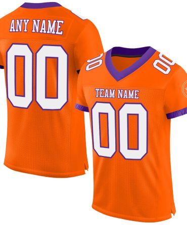 Custom Orange White-Purple Football Jersey, Gift For Football Fans