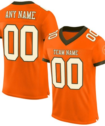 Custom Orange Cream-Olive Football Jersey, Gift For Football Fans