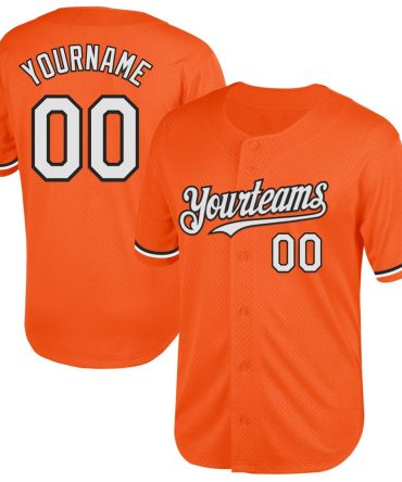 Custom Orange White-Black Mesh Throwback Baseball Jersey, Gift For Baseball Fans