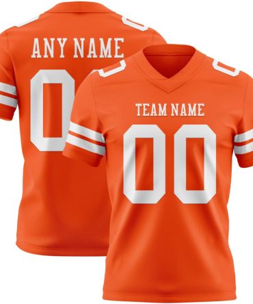 Custom Orange White Authentic Football Jersey, Gift For Football Fans