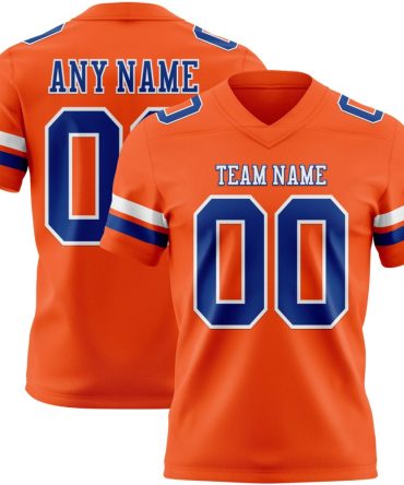 Custom Orange Royal-White Authentic Football Jersey, Gift For Football Fans