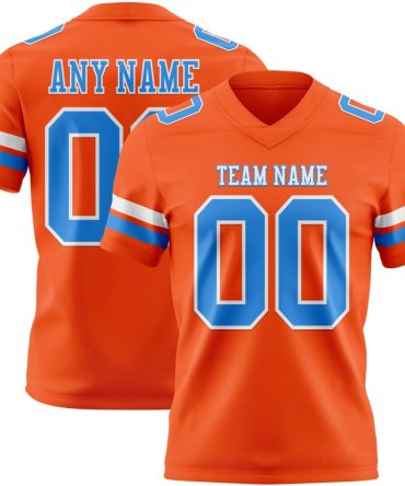 Custom Orange Powder Blue-White Authentic Football Jersey, Gift For Football Fans