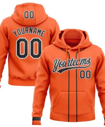 Custom Orange Black-White Baseball Pullover Sweatshirt Hoodie, Gift For Football, Baseball, Hockey, Basketball, Softball & Rugby Fans