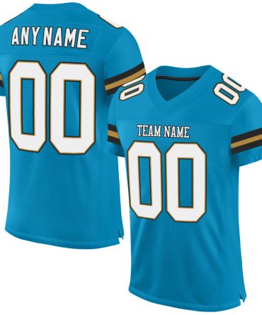 Custom Panther Blue White-Old Gold Football Jersey, Gift For Football Fans