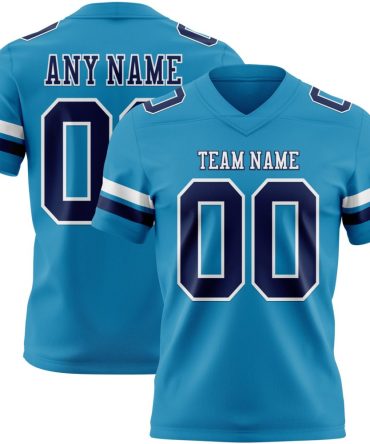 Custom Panther Blue Navy-White Authentic Football Jersey, Gift For Football Fans