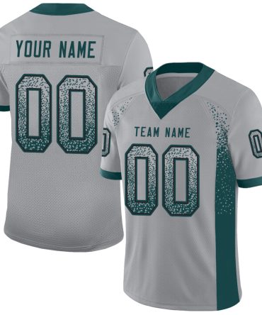 Custom Light Gray Midnight Green-Black Drift Fashion Football Jersey, Gift For Football Fans