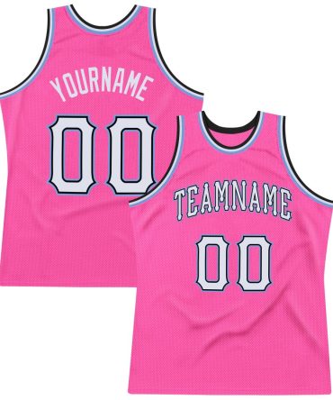 Custom Pink White-Light Blue Throwback Basketball Jersey, Gift For Basketball Fans