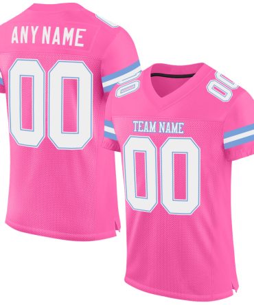 Custom Pink White-Light Blue Football Jersey, Gift For Football Fans