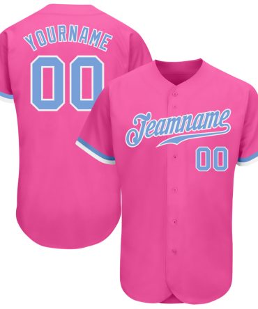 Custom Pink Light Blue-White Baseball Jersey, Gift For Baseball Fans