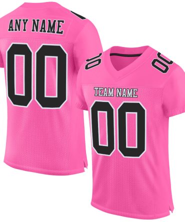 Custom Pink Black-White Football Jersey, Gift For Football Fans