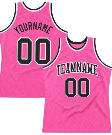 Custom Pink Black-White Throwback Basketball Jersey, Gift For Basketball Fans