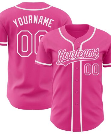 Custom Pink Pink-White Baseball Jersey, Gift For Baseball Fans