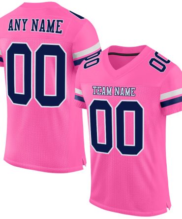Custom Pink Navy-White Football Jersey, Gift For Football Fans