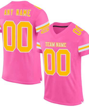 Custom Pink Gold-White Football Jersey, Gift For Football Fans