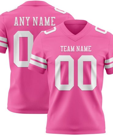 Custom Pink White Authentic Football Jersey, Gift For Football Fans