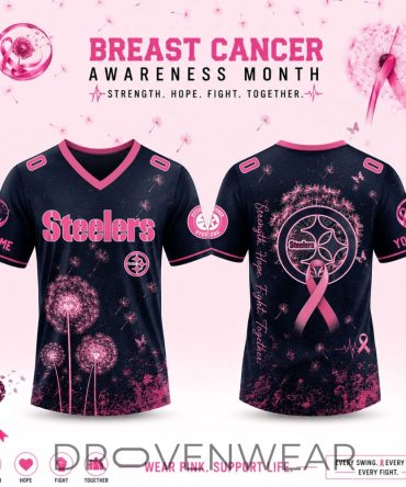 Pittsburgh Steelers - Breast Cancer Awareness X Dandelion Of Hope V-Neck Short Sleeve Jersey