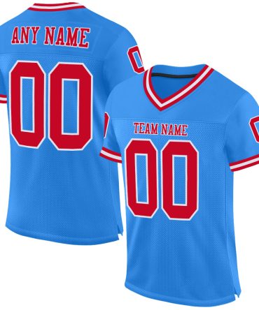 Custom Powder Blue Red-White Throwback Football Jersey, Gift For Football Fans