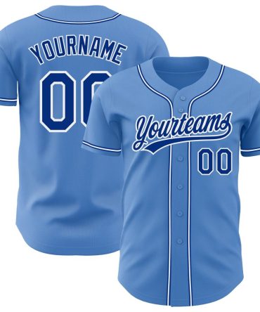Custom Powder Blue Royal-White Baseball Jersey, Gift For Baseball Fans