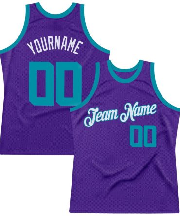 Custom Purple Teal-White Throwback Basketball Jersey, Gift For Basketball Fans