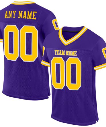 Custom Purple Gold-White Throwback Football Jersey, Gift For Football Fans