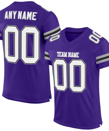 Custom Purple White-Gray Football Jersey, Gift For Football Fans