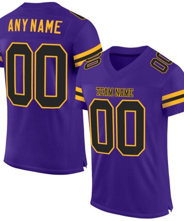 Custom Purple Black-Gold Football Jersey, Gift For Football Fans