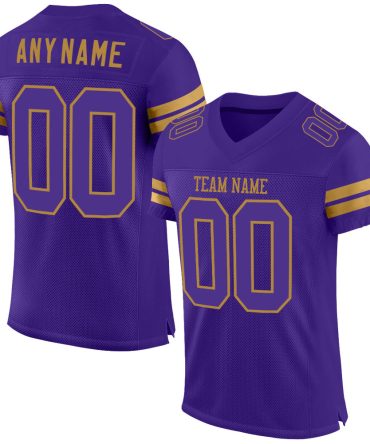 Custom Purple Purple-Old Gold Football Jersey, Gift For Football Fans