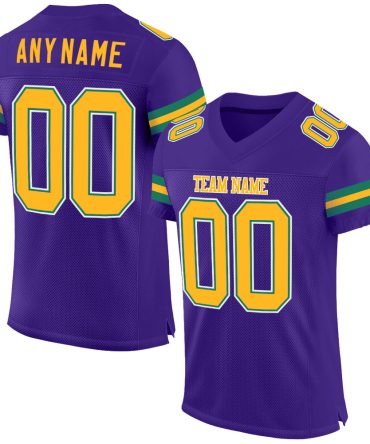 Custom Purple Gold-Kelly Green Football Jersey, Gift For Football Fans
