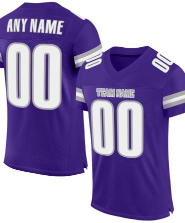 Custom Purple White-Gray Football Jersey, Gift For Football Fans