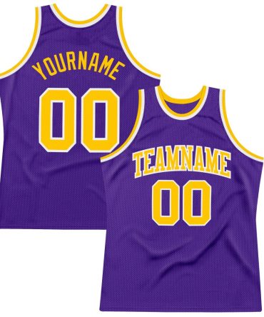 Custom Purple Gold-White Throwback Basketball Jersey, Gift For Basketball Fans