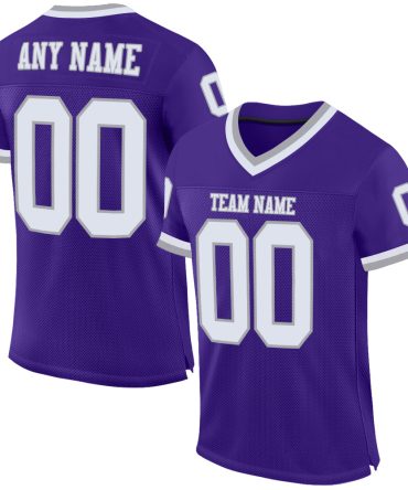 Custom Purple White-Gray Throwback Football Jersey, Gift For Football Fans