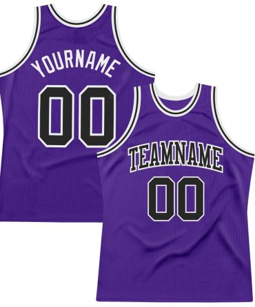 Custom Purple Black-White Throwback Basketball Jersey, Gift For Basketball Fans