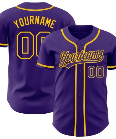 Custom Purple Purple-Gold Baseball Jersey, Gift For Baseball Fans
