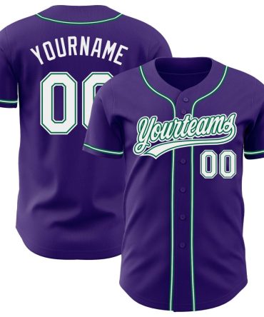 Custom Purple White-Kelly Green Baseball Jersey, Gift For Baseball Fans
