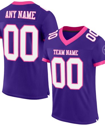 Custom Purple White-Pink Football Jersey, Gift For Football Fans