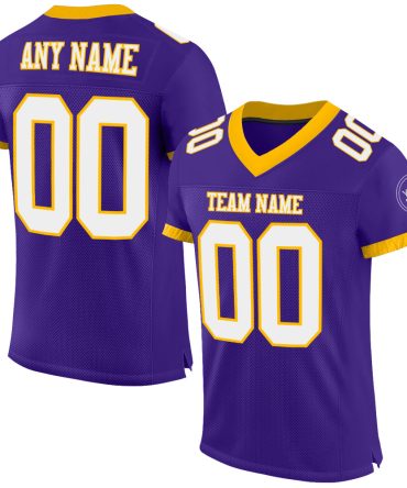 Custom Purple White-Gold Football Jersey, Gift For Football Fans
