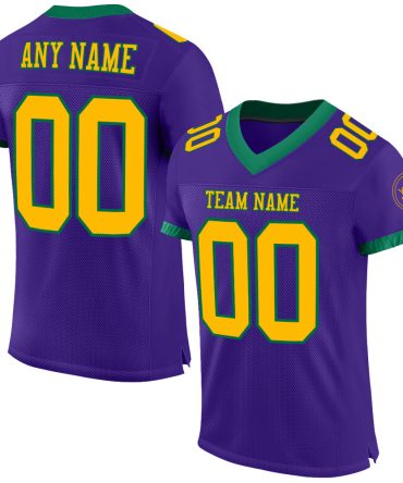 Custom Purple Gold-Kelly Green Football Jersey, Gift For Football Fans