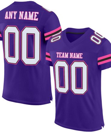 Custom Purple White Black-Pink Football Jersey, Gift For Football Fans