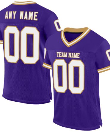 Custom Purple White-Old Gold Throwback Football Jersey, Gift For Football Fans