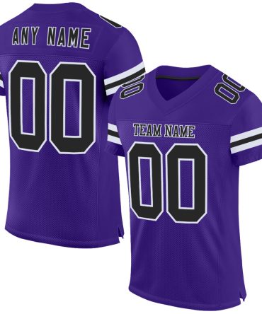 Custom Purple Black-White Football Jersey, Gift For Football Fans