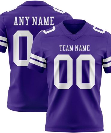 Custom Purple White Authentic Football Jersey, Gift For Football Fans